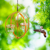 Outdoor Metal Hanging Hummingbird Feeder with Water Dispenser for Garden Patio