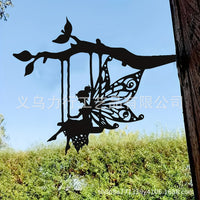Metal Silhouette Garden Stake for Outdoor Yard and Lawn Decor