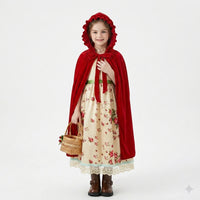 Girls' Little Red Riding Hood Costume Dress with Cape for Halloween Cosplay