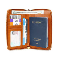 RFID Blocking Travel Passport Holder with Zipper, Multi-functional Document Organizer and Wallet