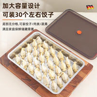 304 Stainless Steel Dumpling Storage Tray with Lid for Refrigerator Freezer