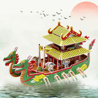 DIY Dragon Boat 3D Puzzle Model for Dragon Boat Festival Craft Activity