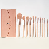 11-Piece Makeup Brush Set with Soft Bristles and Pink Handles, Complete Cosmetic Tool Kit