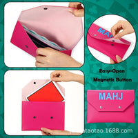 Portable PU Leather Mahjong Card Storage Bag with Magnetic Closure