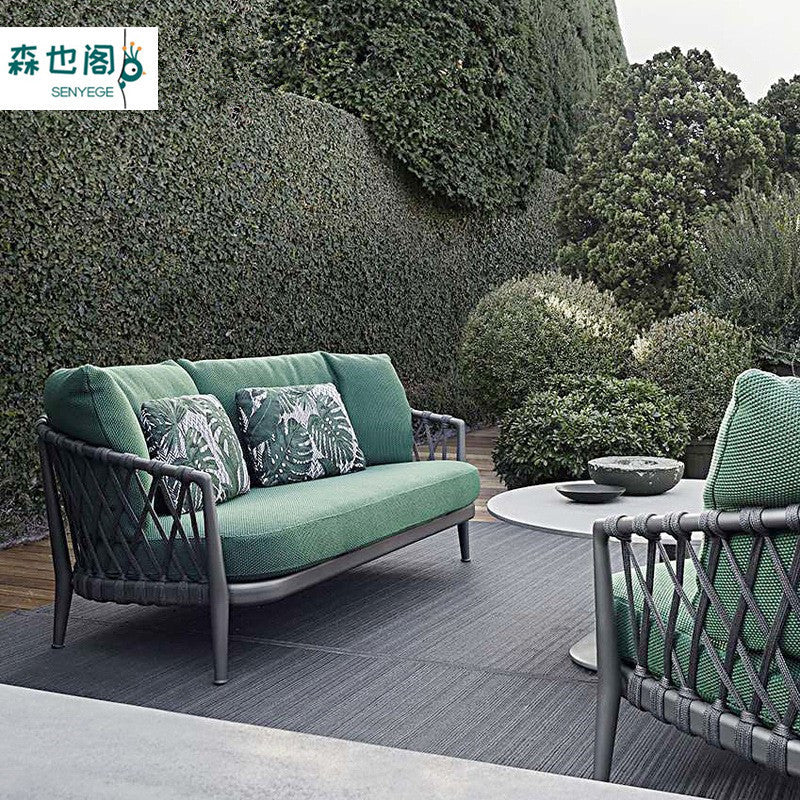 Outdoor Wicker Patio Sofa Set for Garden Balcony Hotel Furniture, Waterproof Rattan Sofa