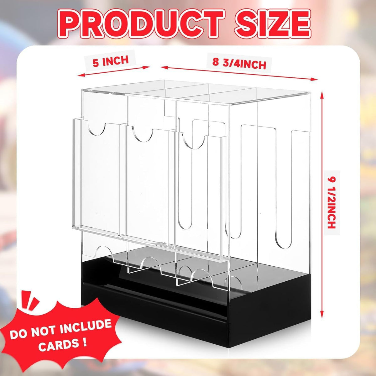 Acrylic Trading Card Display Case with Booster Pack Dispenser for Game Cards