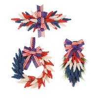 Independence Day Red White Blue Wheat Wreath Garland for Fireplace Wall Door Decor