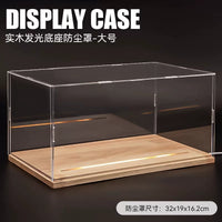 Display Case for 1/18 1/24 Scale Model Cars, Dustproof Acrylic/Wood/Leather Box with Optional Lighting