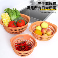 3-Piece Plastic Drain Basket Set for Washing Vegetables and Fruits