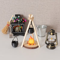 Miniature Dollhouse Outdoor Hanging Stove Model & Accessories Set