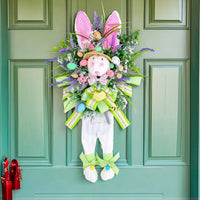 Easter Cartoon Theme Simulation Plant Wreath Hanging Ornament for Door Decoration