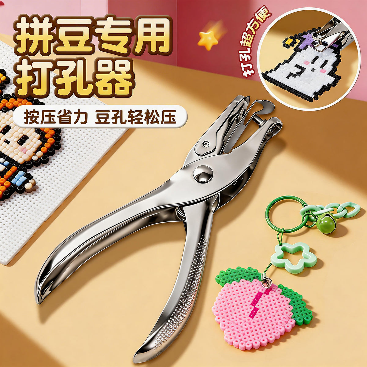Perler Bead Punch Tool for DIY Crafts and Keychain Making