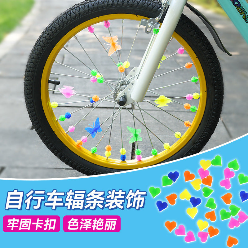 Bicycle Spoke Beads Luminous Butterfly Heart Animal Wheel Decorations for Kids Bikes