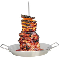 Stainless Steel Vertical Roaster with Detachable Brushes, Mat, Gloves, Oil Bottle, and Hooks