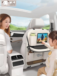 Car Seat Back Organizer with Foldable Table and Kick Mat, Multi-Pocket Storage for Kids and Travel