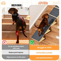 Adjustable Height Wooden Pet Stairs with Non-Slip Treads for Small Dogs
