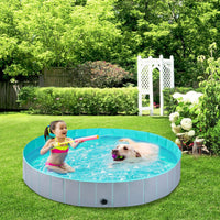 Foldable PVC Pet Swimming Pool for Dogs - Portable Bathing Tub for Outdoor Fun