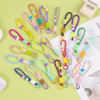 Colorful Knotted Lanyard Keychain for DIY Crafts, Short Anti-Loss Strap for Phones and Bags
