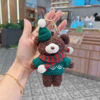Gingerbread Man Sweater Bear Keychain Plush Doll Bag Charm Christmas Gift