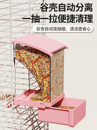 Automatic Bird Feeder with Husk Separation for Parakeets Cockatiels, Hanging No-Mess Dispenser
