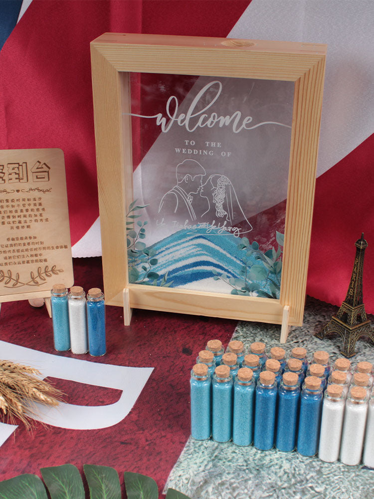 Acrylic Quicksand Guest Book Frame for Weddings and Events, European Style Ocean Theme