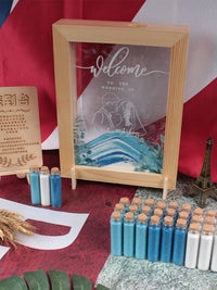 Acrylic Quicksand Guest Book Frame for Weddings and Events, European Style Ocean Theme