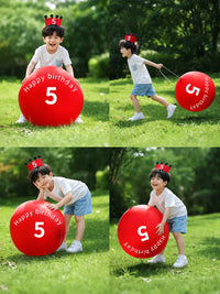 36-inch Red Latex Birthday Balloon Set with Hat and Ribbon for Outdoor Decorations