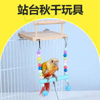 Bird Cage Accessories Parrot Toys Colorful Ladder Swing for Budgies Cockatiels Lovebirds Grinding Perch