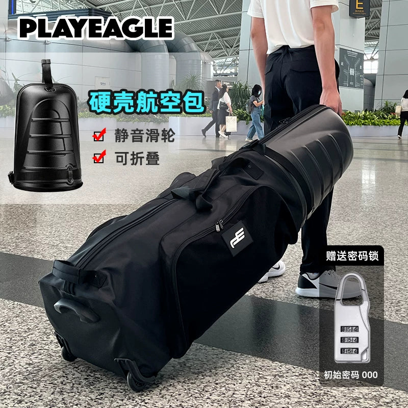 PLAYEAGLE Golf Travel Bag Hard Shell with Support Rod for Air Travel