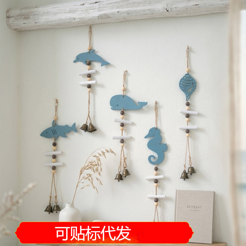 Mediterranean Style Wooden Animal Wind Chime Wall Decor for Home