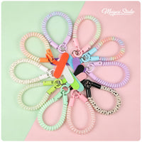 Colorful Coiled Lanyard Keychain for Phones and Bags, Anti-Loss Elastic Spring Rope with Clip