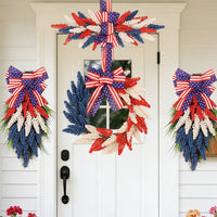 Independence Day Red White Blue Wheat Wreath Garland for Fireplace Wall Door Decor