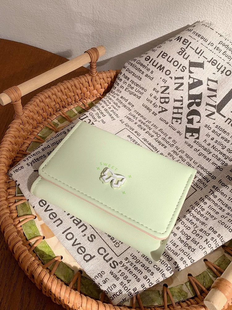 Korean Style Slim Tri-fold Wallet for Women with Card Holder and Coin Purse