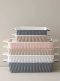 LePantry Ceramic Hand-Painted Baking Dish with Double Handles for Oven, Grilling, and Rice