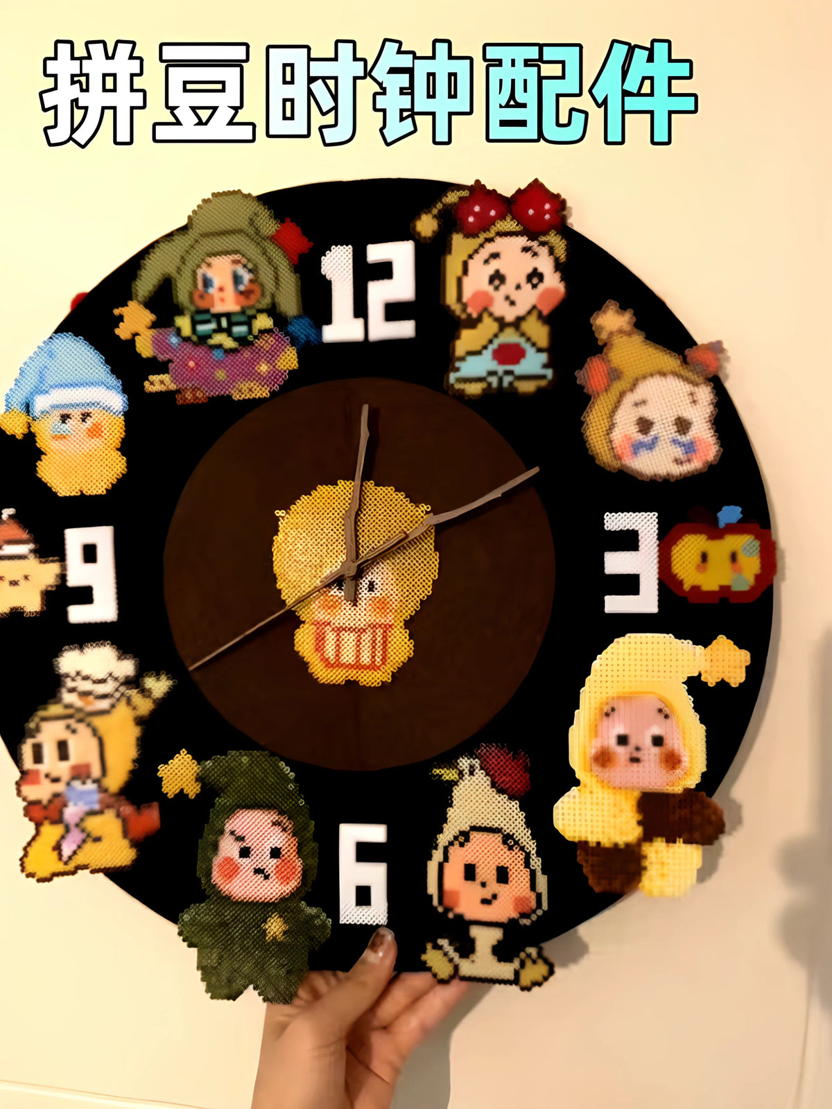 DIY Pixel Art Record Clock Kit with Silent Movement and Walnut Pointers for Living Room Bedroom Decor