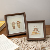 Wooden Square Photo Frame with Hollow Design, Desktop Display for 4, 5, 6, 9 Inch Pictures