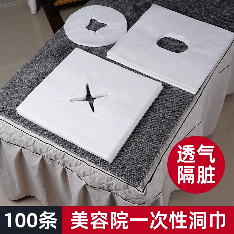 Disposable Thickened Massage Bed Face Towel with Breathing Hole for Spa and Salon