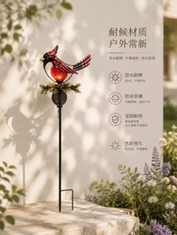 Solar Powered Red Bird Garden Stake Lights for Outdoor Lawn & Patio Decor