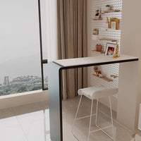 Modern Minimalist Cream Slab Bar Table for Home Dining, Kitchen, or Balcony