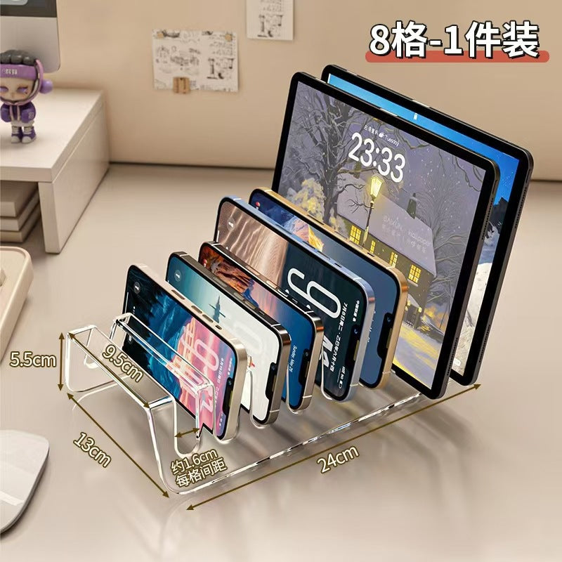 Multi-Device Clear Acrylic Organizer Stand for Phones and Tablets