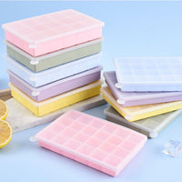 Covered Silicone Ice Cube Tray Set with Lid, Square Ice Mold for Home Freezing