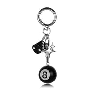 Retro Billiard Ball 8 Four-Pointed Star Dice Keychain Pendant for DIY Accessories and Gifts