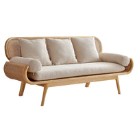 Japanese Style Solid Wood Rattan Sofa Living Room Small Apartment Homestay Sofa Chair Designer Leisure Creative Furniture