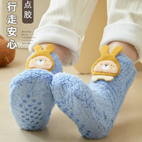 Women's Coral Fleece Mid-Calf Socks, Thickened Thermal Non-Slip Home Floor Socks for Winter