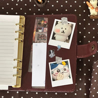 Vintage Polka Dot A6 Loose-Leaf Planner Notebook for Girls, Portable Travel Journal