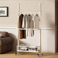 Freestanding Garment Rack with Storage Shelves and Hooks, Mobile Clothes Organizer for Bedroom