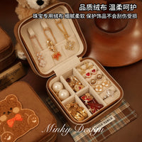 Cute Bear Family Flocked Jewelry Box for Rings, Necklaces, and Earrings