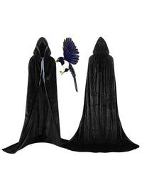 Unisex Hooded Velvet Halloween Cape Mid-Length for Cosplay & Stage Performance