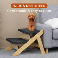 Wooden Pet Ramp Foldable Dog Stairs for Senior Dogs and Large Breeds, Non-Slip Sofa Access Ladder