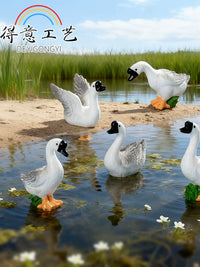 Miniature Moss Landscape Cartoon Grey Goose Resin Ornament for DIY Desktop Car Decor